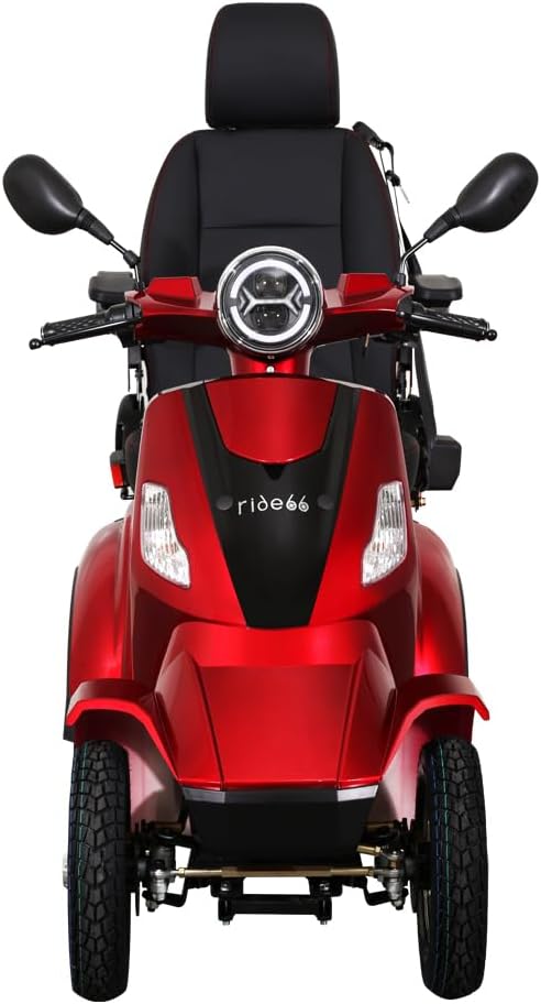 Scooter électrique 4 roues de mobilité pour senior et PMR, confort, sécurité et stabilité – RIDE66 RC60 (Rouge, Siège Capitaine) – Image 2