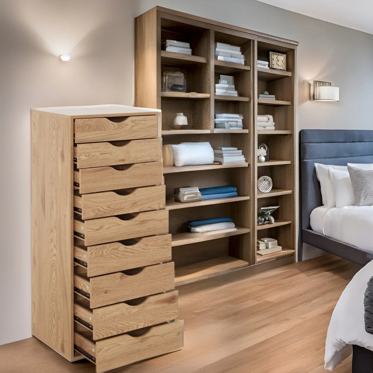 Narrow Wooden 9-Drawer Cabinet with Smooth-Glide Drawers and Top Storage Shelf – Image 22