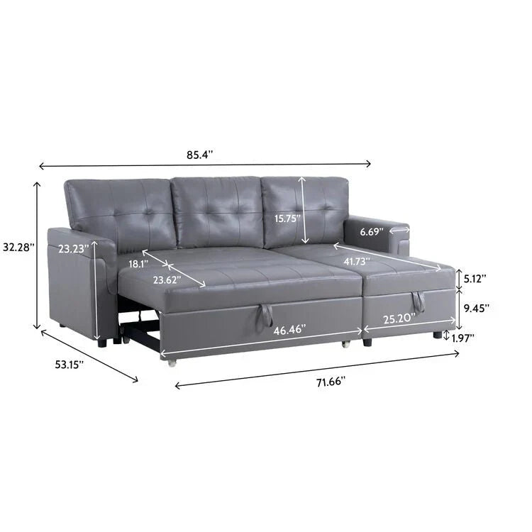 Convertible Reversible Sectional Sofa with Pull-Out Sleeper Bed, Hidden Storage Chaise, and Durable Legs – Image 111