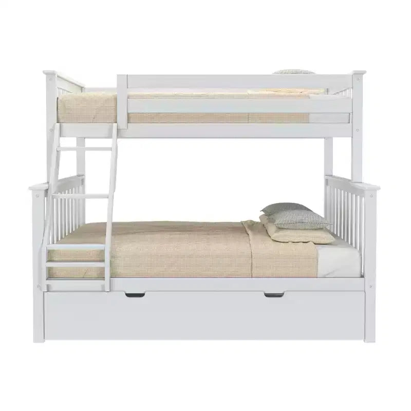 Max & Lily Solid Wood Bunk Bed, Twin over Full with Storage Trundle and Ladder for Kids – Image 32