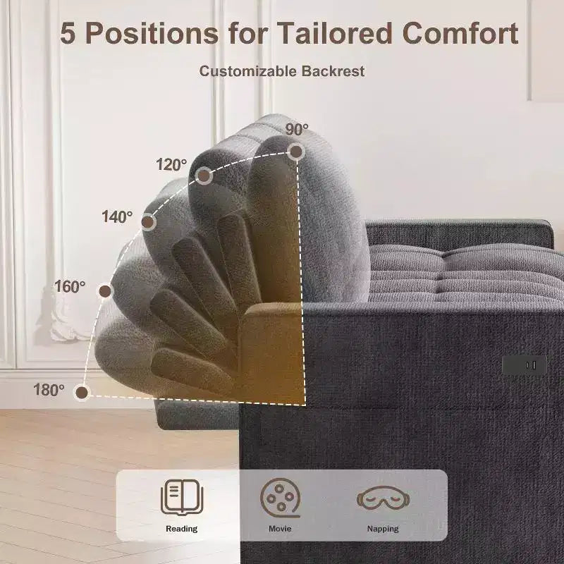 104 U-Shaped Convertible Sleeper Sofa Bed with Storage – Image 10