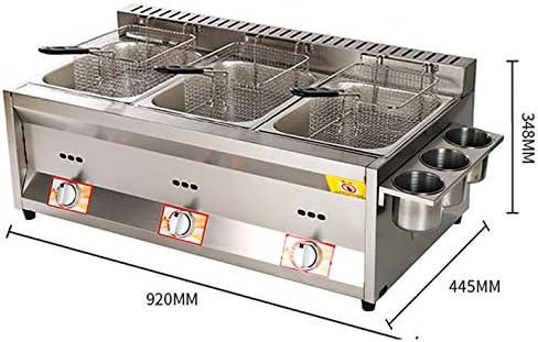 Friteuse épaisse à gaz en acier inoxydable, friteuse à panier à trois cylindres commerciale avec couvercle friteuse de grande capacité pour frire les aliments frites domestiques poulet frit 10L x 3 – Image 10