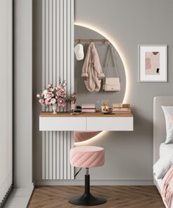 Alternative view of Vicco Coiffeuse Melina, Blanc/chêne, 100cm avec Miroir LED