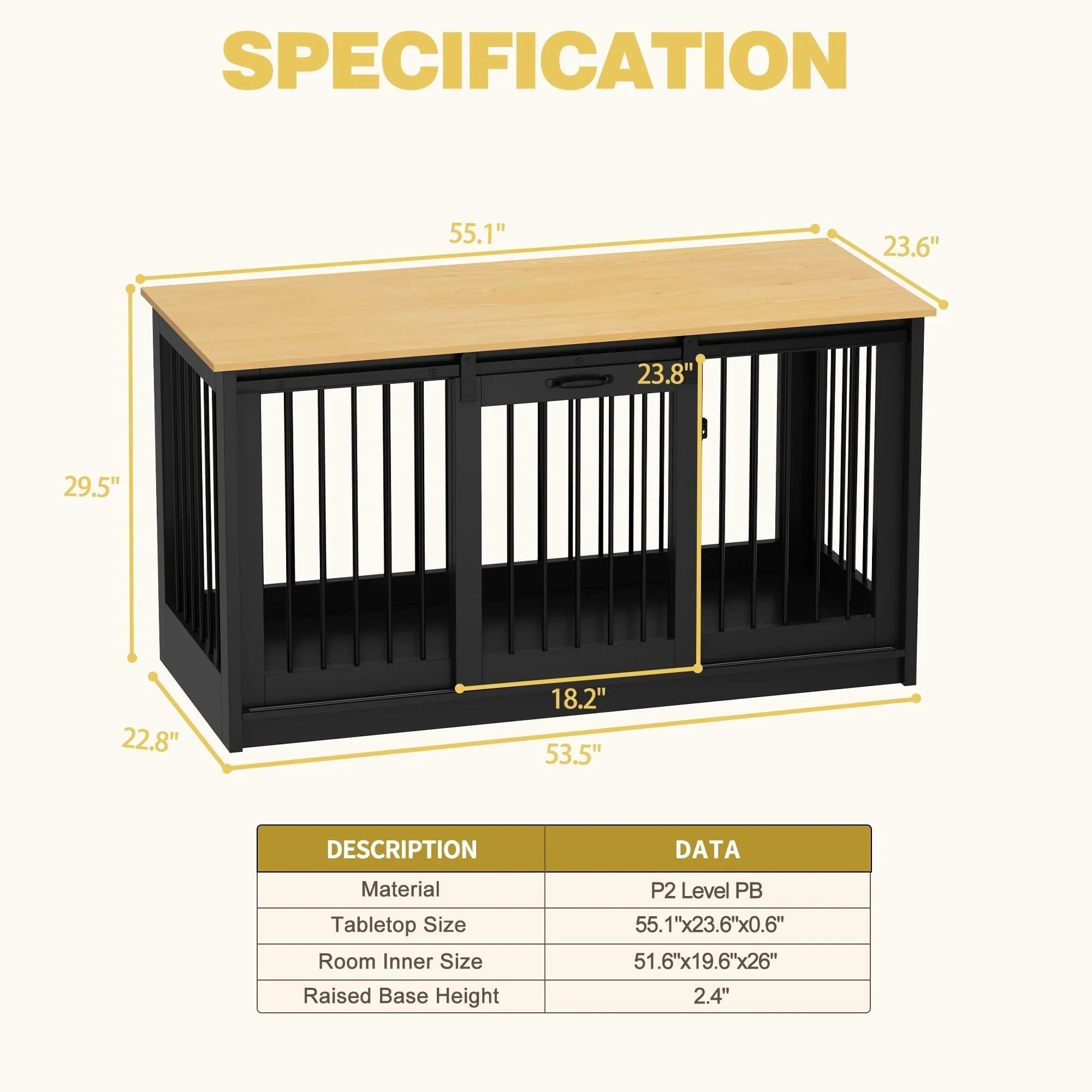 Pet Residence with Iron Tube Reinforcement Stylish & Sturdy Dog Crate – Image 13