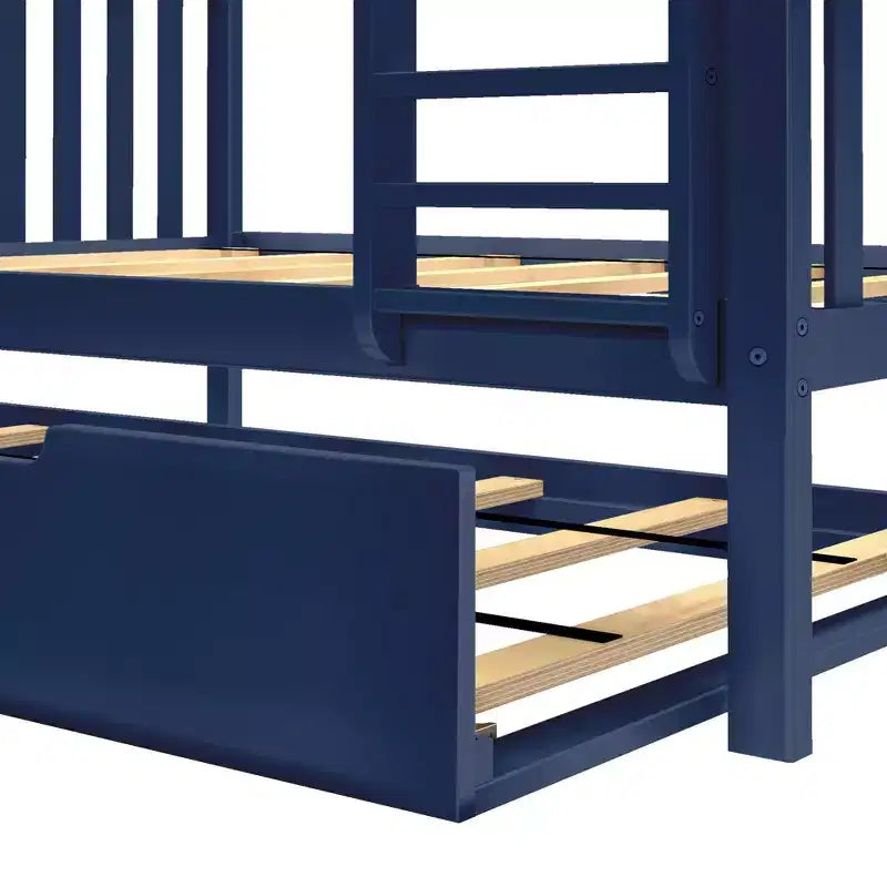Max & Lily Solid Wood Bunk Bed, Twin over Full with Storage Trundle and Ladder for Kids – Image 8
