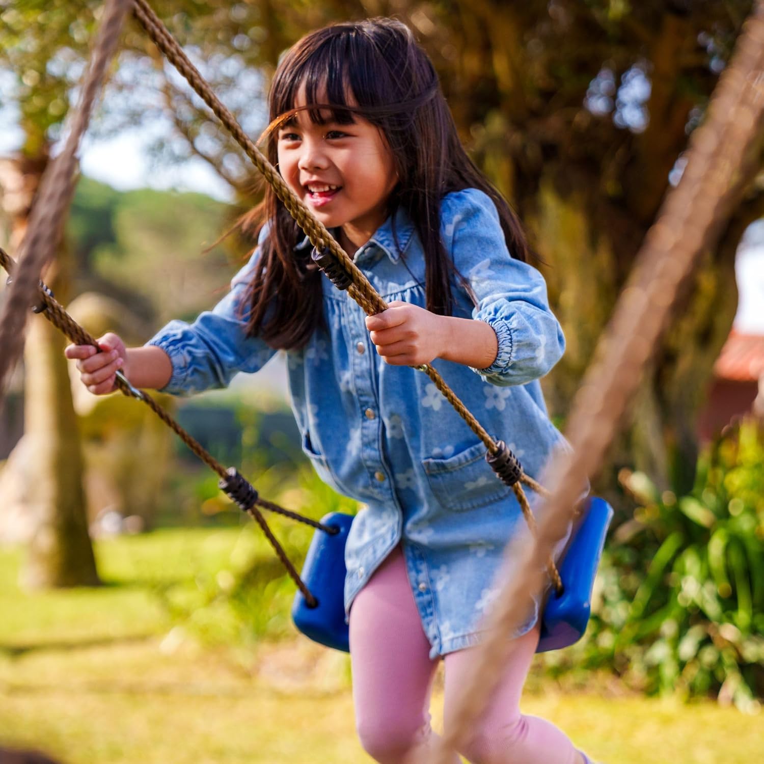 FATMOOSE Portique de Balançoire JollyJack - Double Avec Toboggan Vert Pomme et Annexe à Grimper, en Bois Pour Enfants Dans Le Jardin – Image 3