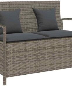 vidaXL Banc de Rangement de Jardin avec Coussin Gris résine tressée, Banc de Jardin, Banc de Jardin, Banc de Patio, Banc d'extérieur, Banc de Parc