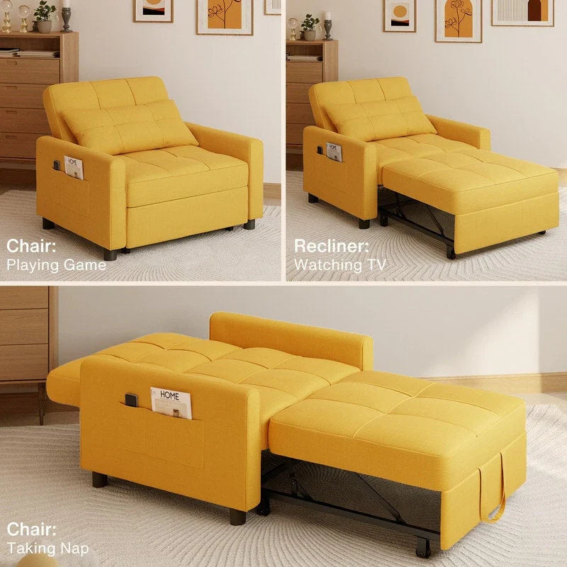 3-in-1 Adjustable Sleeper Sofa Bed, Pull Out Chair Sofa, Convertible Folding Bed for Living Room – Image 21
