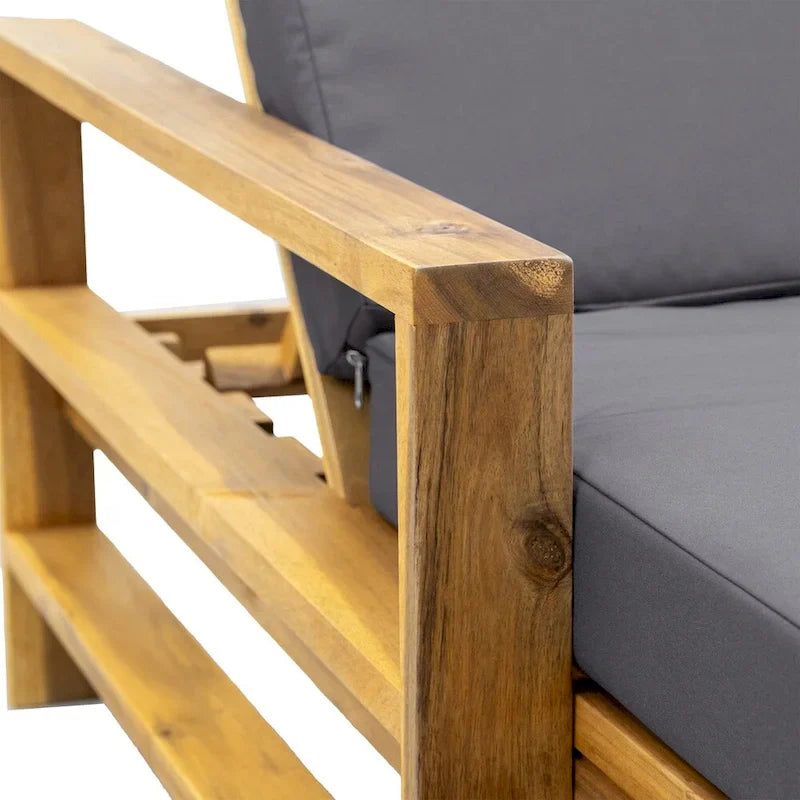 Wood Adjustable Backrest Outdoor Lounge Chair, Suitable for Gardens, Terraces and Poolside Areas – Image 13