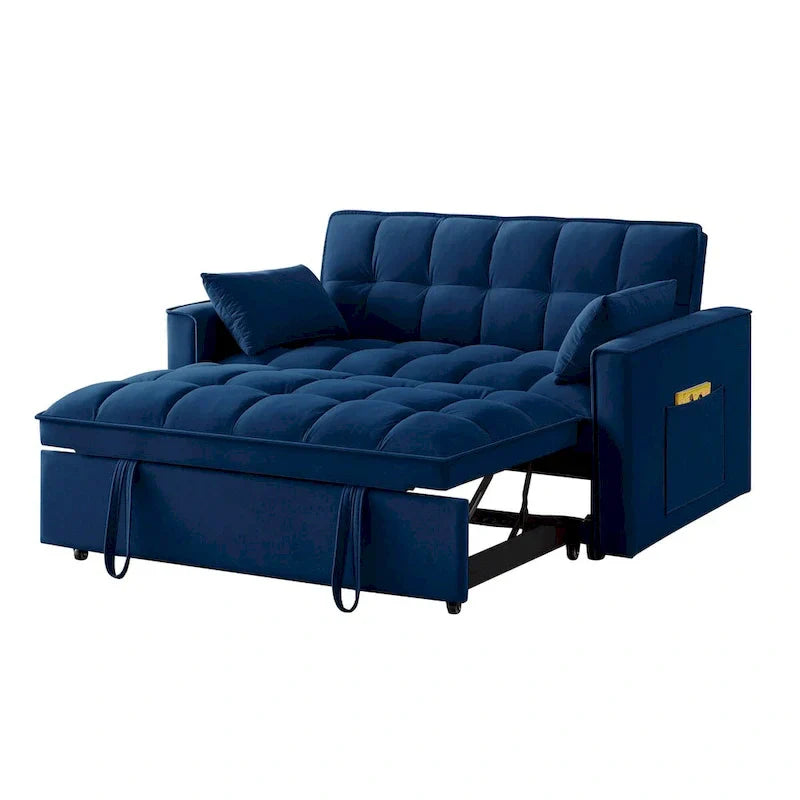 4 in1 Loveseat Sofa Bed with Armrests & Storage Pockets, Multi-Function Tufted Pull-out Sofa Bed with Adjustable Backrest – Image 13