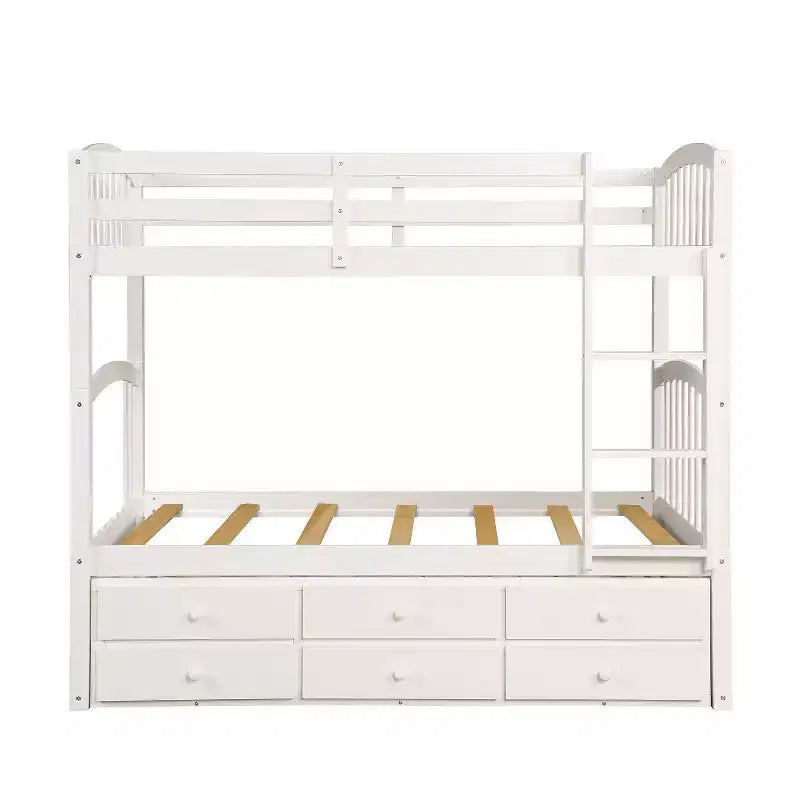 Twin Bunk Bed with Ladder, Safety Rail, Twin Trundle Bed with 3 Drawers for Teens Bedroom, Guest Room Furniture – Image 21