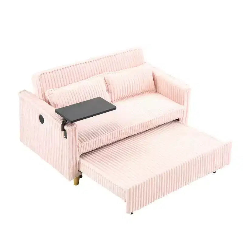 TUYOHW Space-Saving Convertible Sofa,Corduroy Sofa Bed with Movable Tabletop & USB Port,Multi-Functional Loveseat for Living Room – Image 33