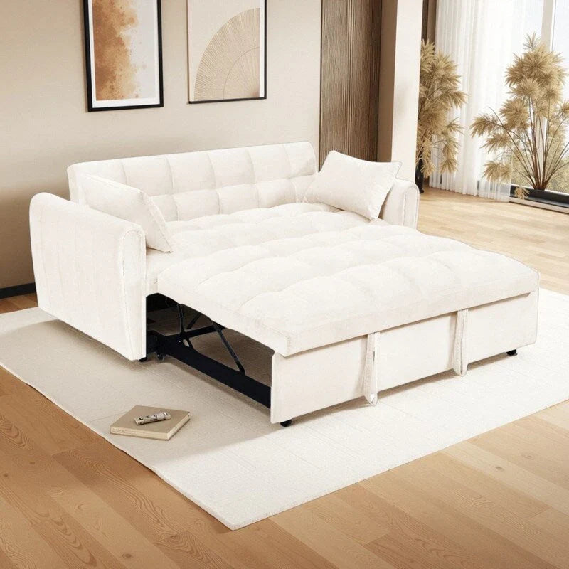 64.96 Velvet 3-in-1 Convertible Sofa Bed with Adjustable Back, Storage Pocket, and 500lb Weight Capacity – Image 5