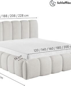 Alternative view of FURNISTAR MIA Lit capitonné avec coffre de lit, lit 140 x 200 cm, lit double avec espace de rangement et sommier à lattes, aspect lit à sommier tapissier, sans matelas, chambre à coucher - Blanc