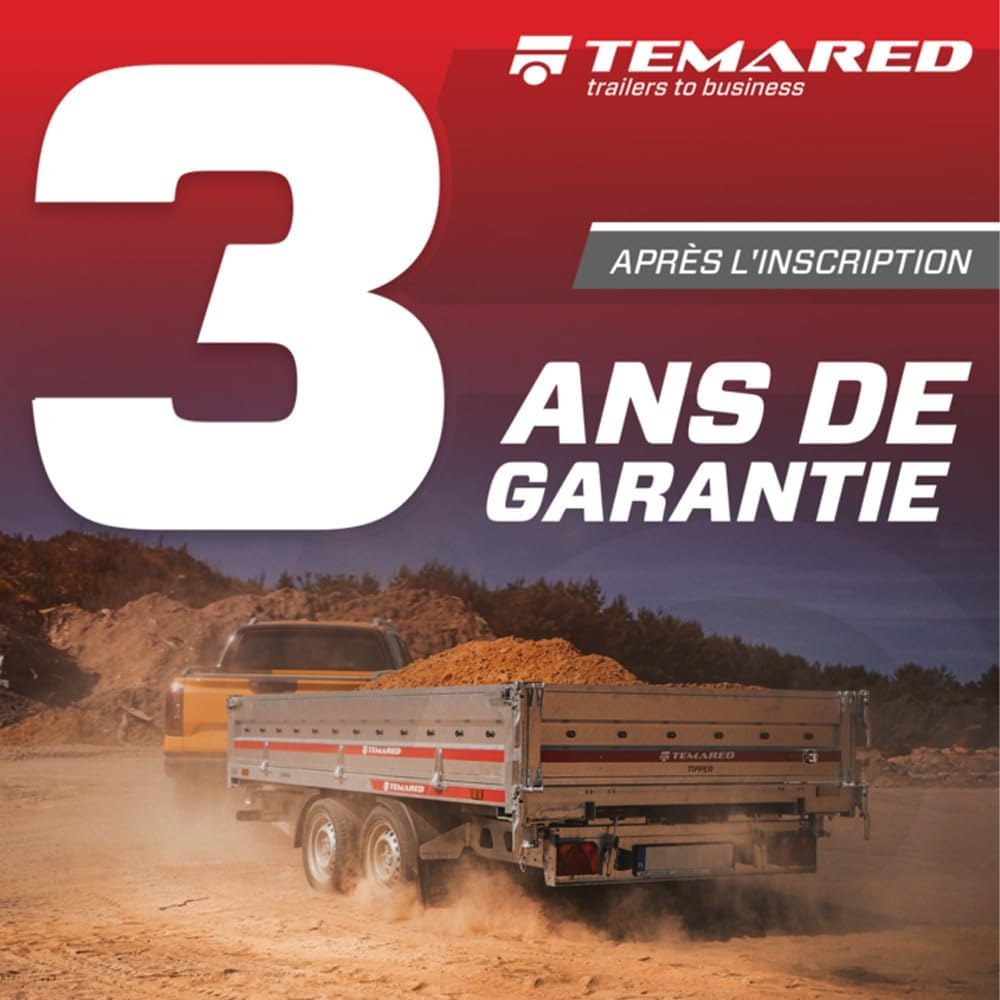 Tema Wood Remorque Double essieux basculante Caisse contreplaqué châssis Acier 263x125 cm – Image 4