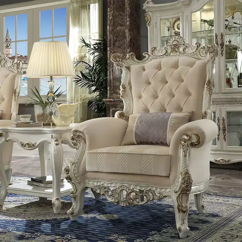 Acme Furniture 38 Picardy II Accent Chair Fabric/Antique Pearl