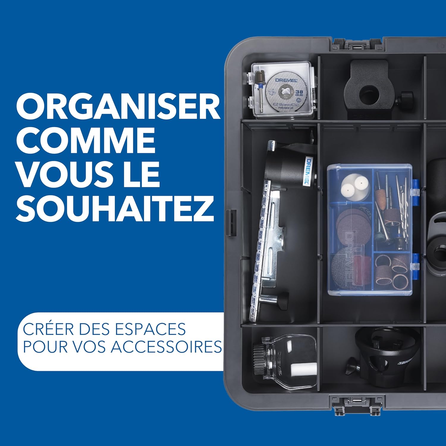 Dremel 8250 Outil rotatif sans fil 12 V 5 000-30 000 tr/min Kit d'outils multifonctions sans balais avec boîte Dremel, 65 accessoires, 5 accessoires et embouts, pour poncer, fraiser, graver – Image 6
