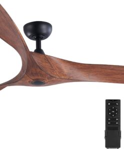 VONLUCE Ventilateur de Plafond Ø132CM 52 Pouces 3 Pales sans Lumière avec Télécommande Moteur DC Silencieux Réversible 6 Vitesses pour Chambre à Coucher Patios Salon Fermier, Noyer