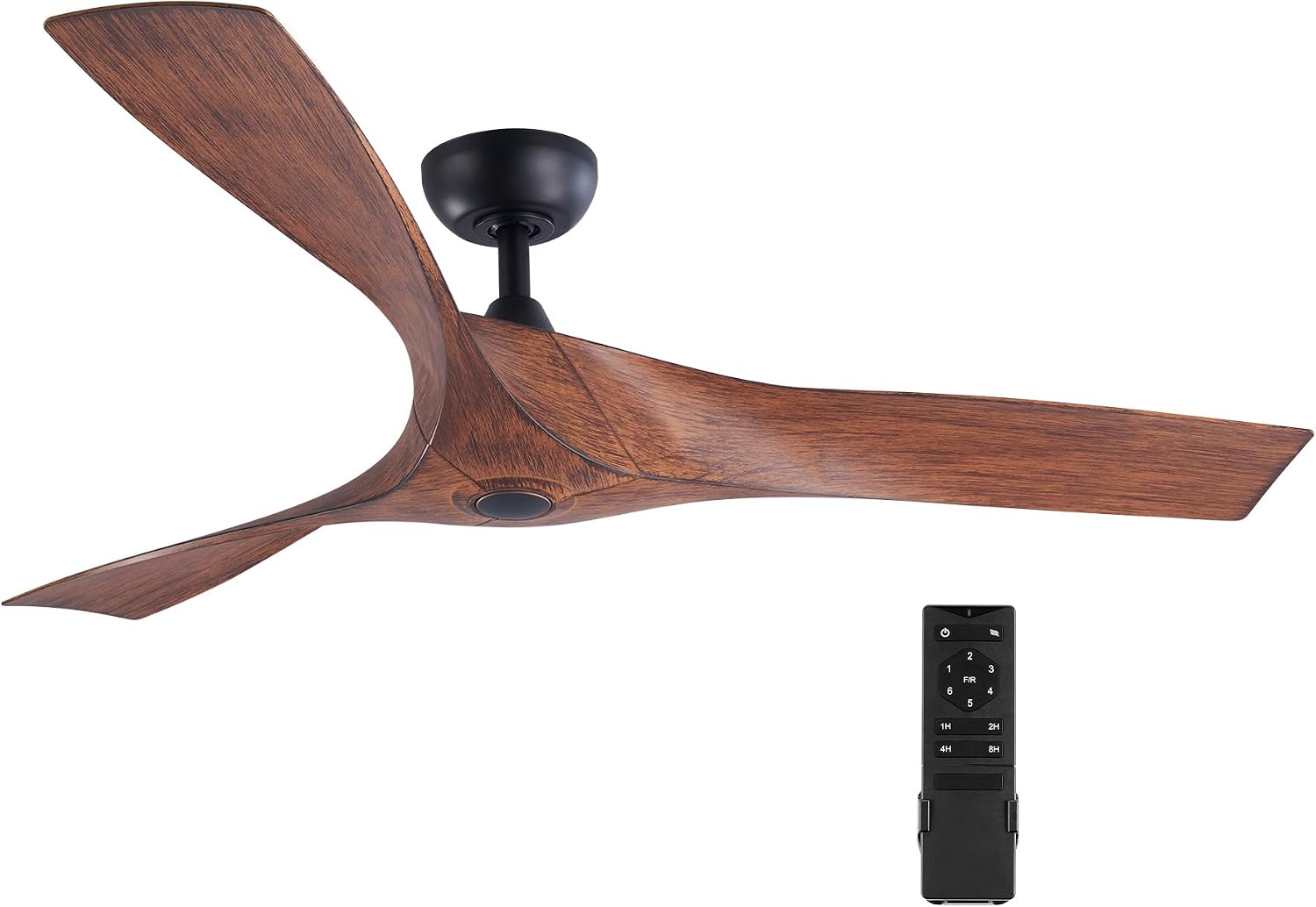 VONLUCE Ventilateur de Plafond Ø132CM 52 Pouces 3 Pales sans Lumière avec Télécommande Moteur DC Silencieux Réversible 6 Vitesses pour Chambre à Coucher Patios Salon Fermier, Noyer