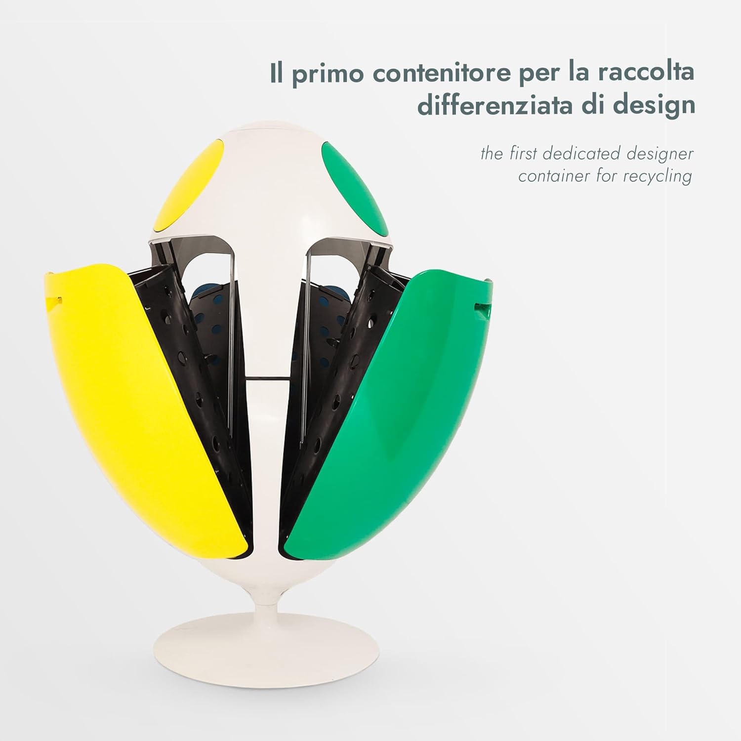 SoldiDesign Ovetto Poubelle de Recyclage 54L (3 x 18L), Système de tri sélectif, tri des déchets, 3 Compartiments, Poubelle Cuisine Blanc Amical Taille Unique – Image 2