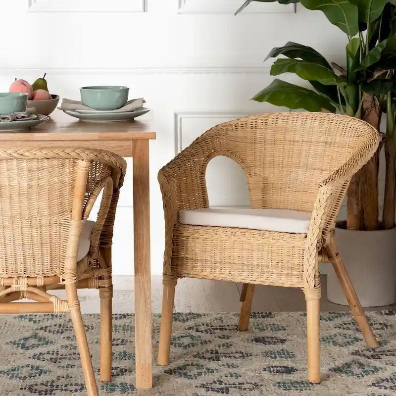 Abbey Modern Bohemian Natural Rattan Dining Chair – Image 10