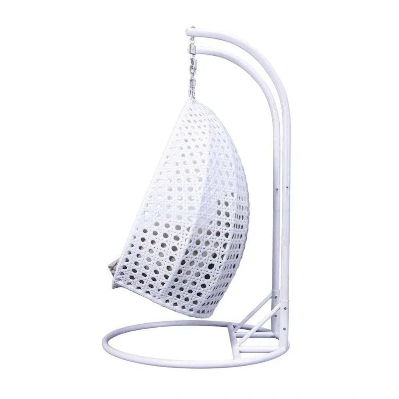 LeisureMod 2 Person Hanging Egg Chair with Stand - Outdoor/Indoor Rattan Wicker Patio Swing Hammock Lounger with Cushions – Image 35