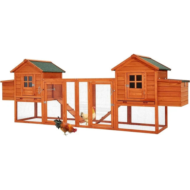AECOJOY 144'' Large Chicken Coop w/ Run Wooden Hutch Poultry Cage House – Image 10