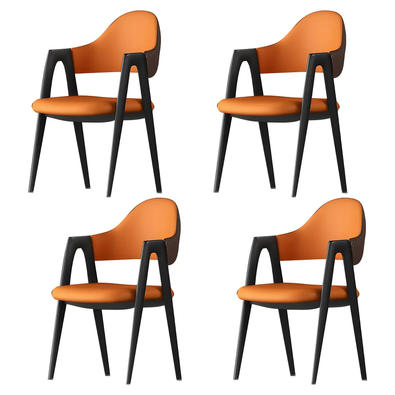 Modern Leather Curved Open Back Arm Dining Chair – Image 8