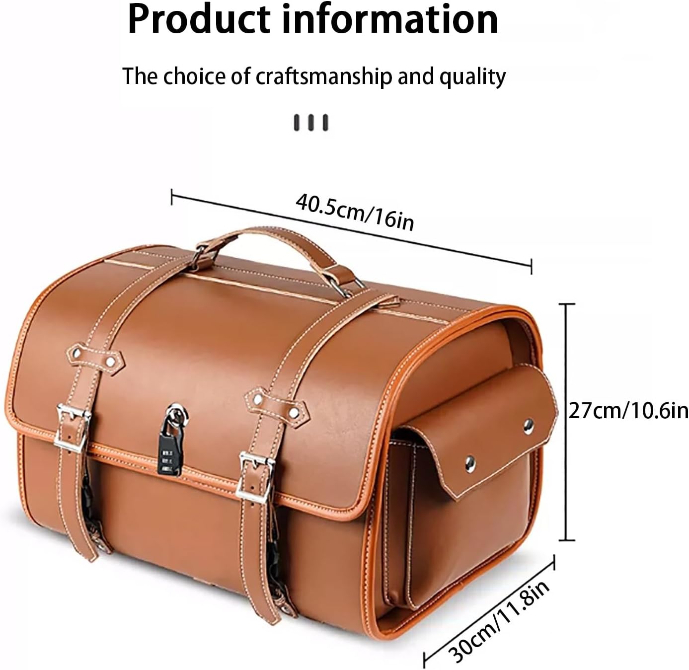 Top case de moto rétro, coffre universel épais et étanche, coffre de voyage avec serrure à combinaison de sécurité et poignée de transport, valise de rangement pour casque de moto, aspect élégant ( Co – Image 2