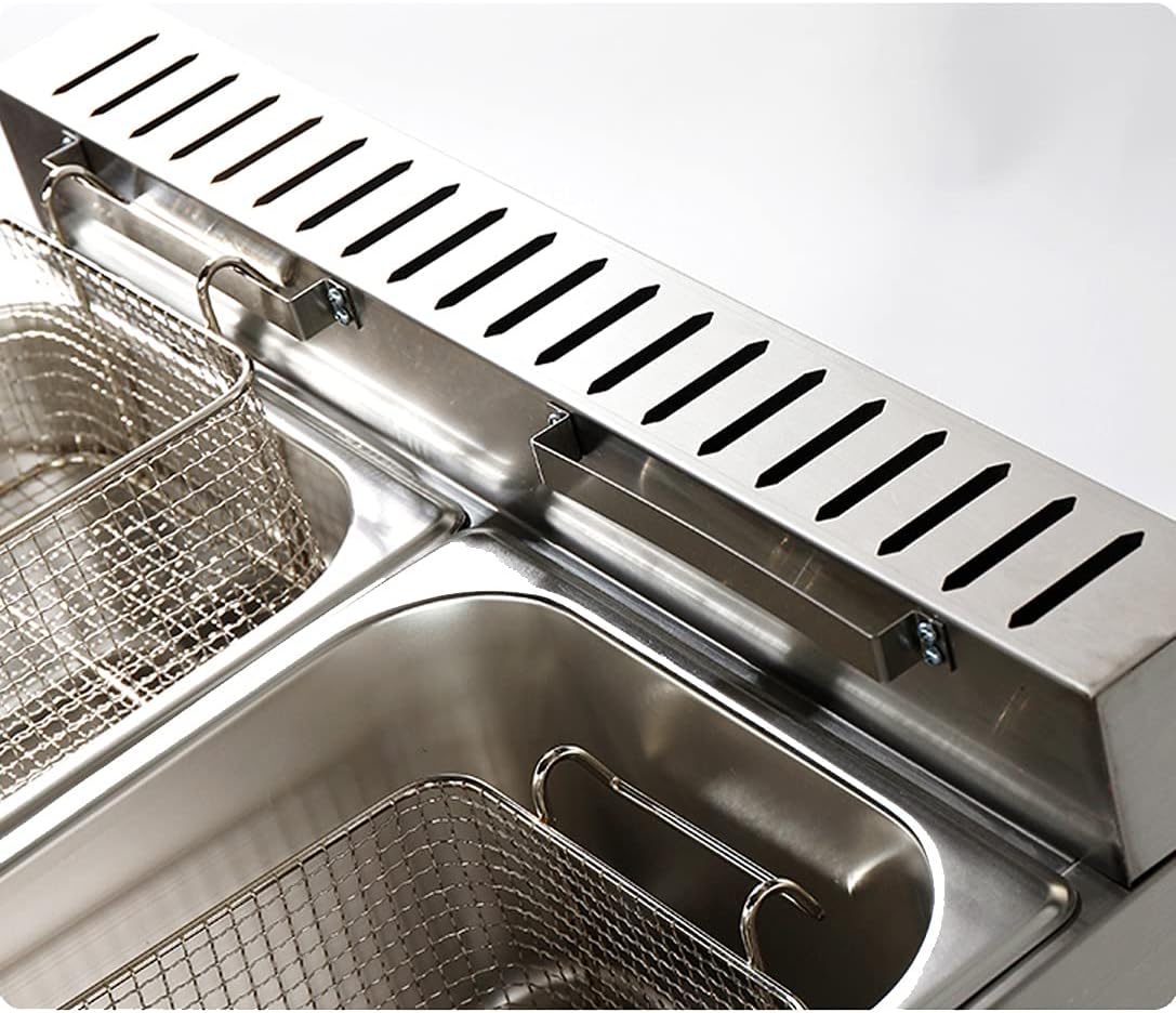 Friteuse épaisse à gaz en acier inoxydable, friteuse à panier à trois cylindres commerciale avec couvercle friteuse de grande capacité pour frire les aliments frites domestiques poulet frit 10L x 3 – Image 7