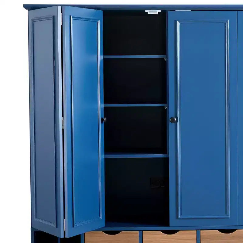 Whisen 71'' Tall Freestanding Kitchen Pantry, Large Dining Storage Cabinet Cupboard Sideboards With 4 Foldable Doors, Shelves, Wine Racks – Image 25
