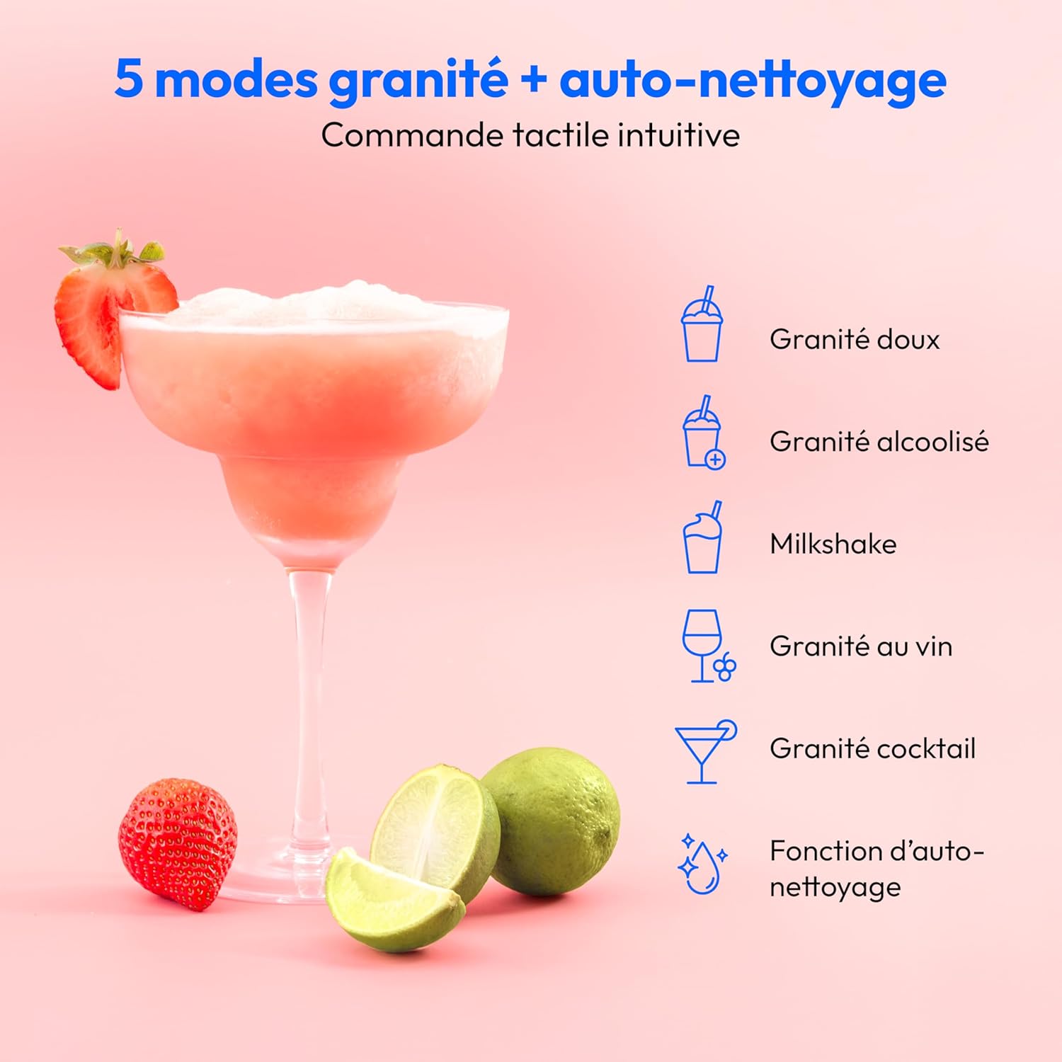 MEDION Machine à granité (boissons glacées, capacité 2,6L, réservoir 1,9L, slush machine pour boissons, 5 modes de boisson, machine a glace, préparation en 30–60min, compresseur, MD12090) – Image 10