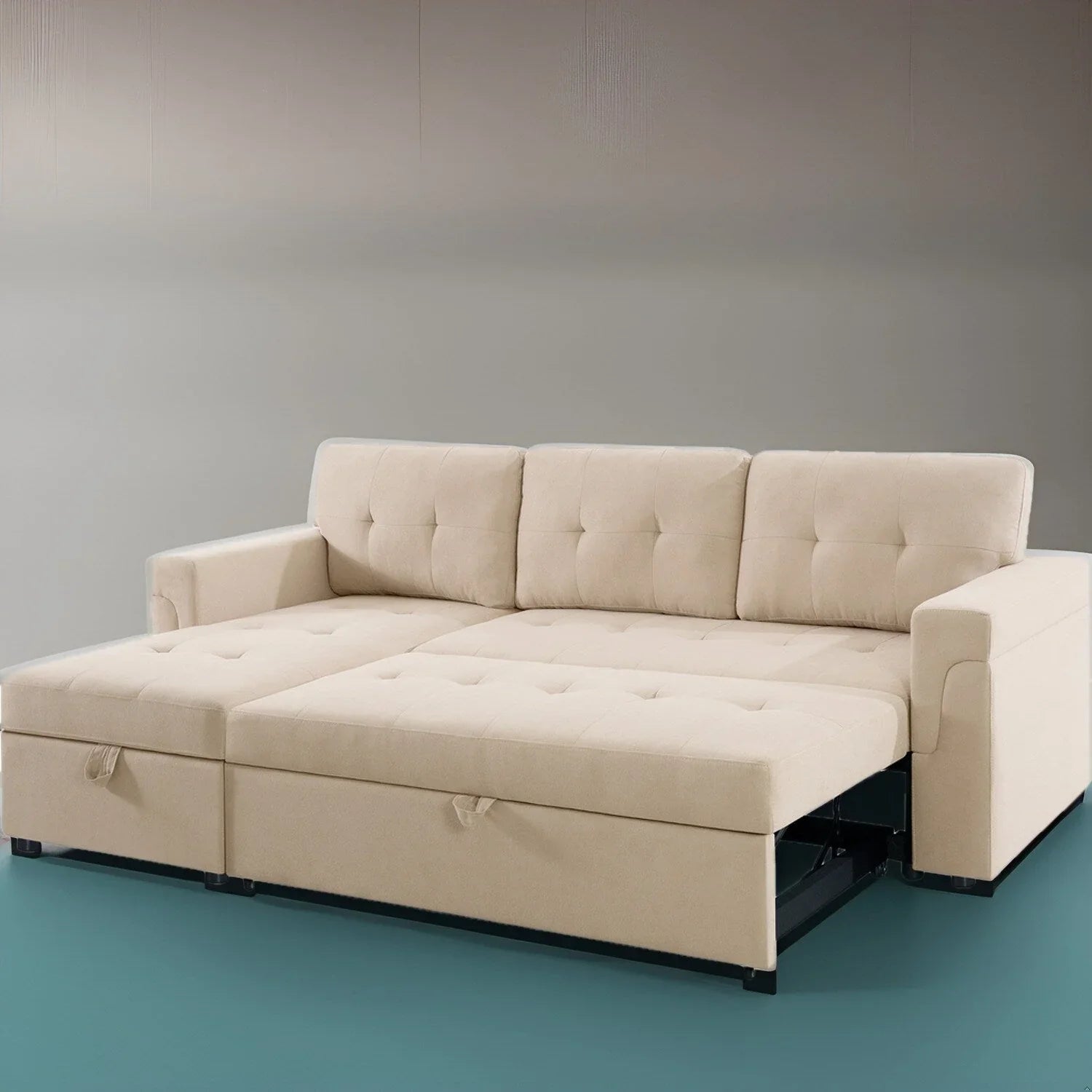 Convertible Reversible Sectional Sofa with Pull-Out Sleeper Bed, Hidden Storage Chaise, and Durable Legs – Image 149