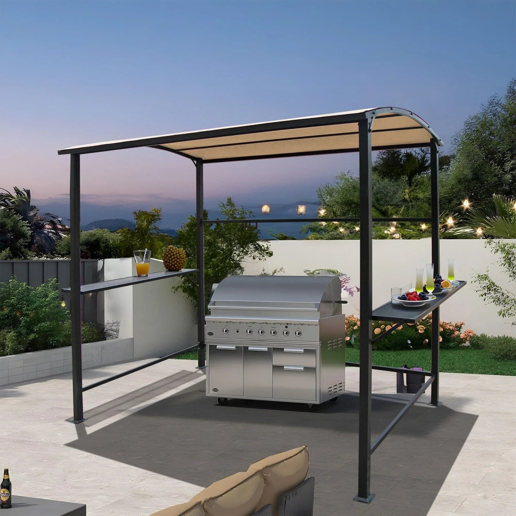 Outdoor 5 ft. x 8 ft. Steel Frame Grill Gazebo Canopy Barbecue Shelter – Image 2