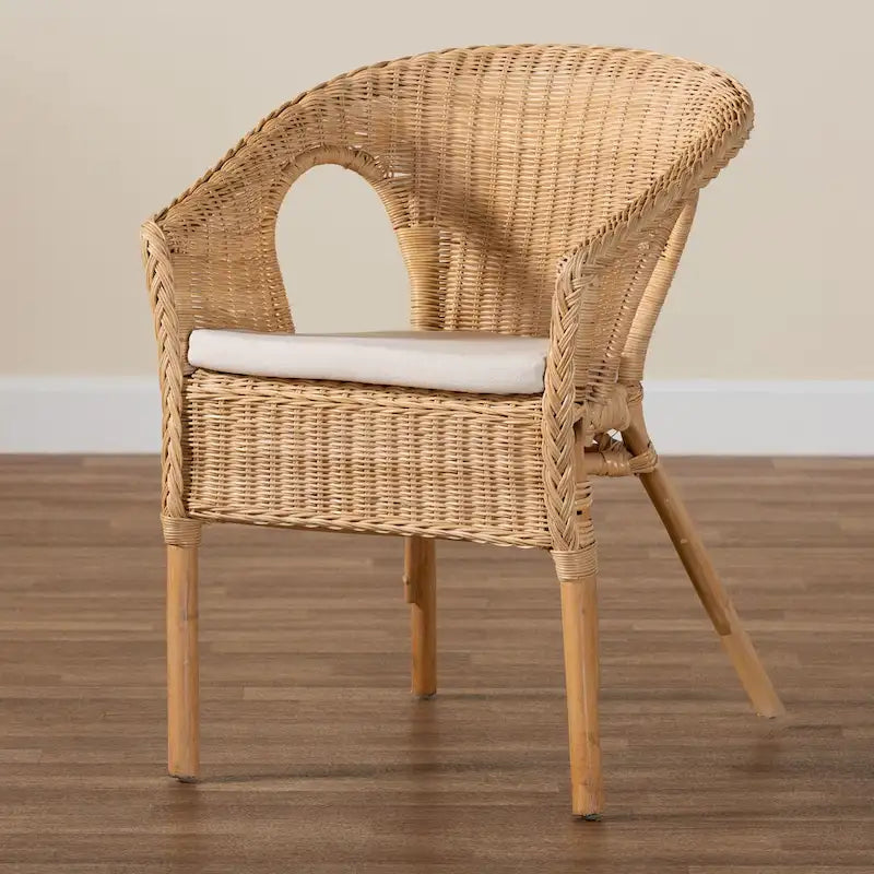 Abbey Modern Bohemian Natural Rattan Dining Chair – Image 11