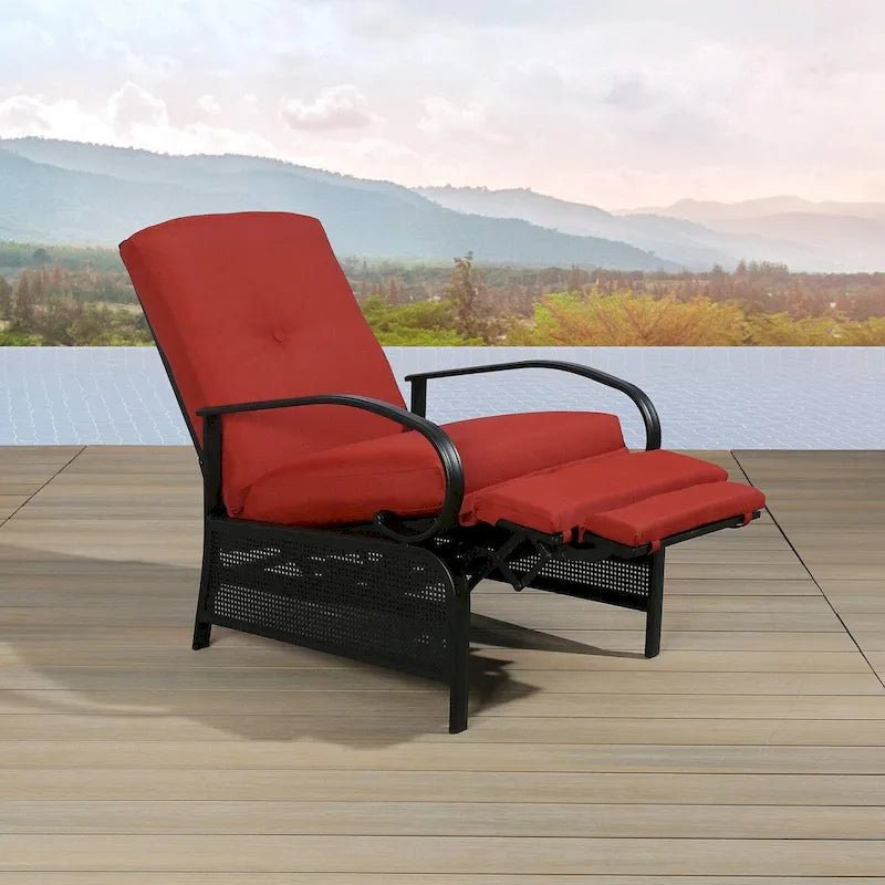 Adjustable Recliner Lounge Chair Patio Lounge Sofa with Cushion - 38 (D) x 26.5 (W) x 38.5 (H) INCH – Image 4