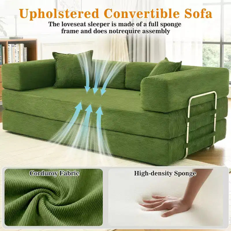Dyonery 78Folding Sofa Bed Convertable Corduroy Couch King Size Floor Sleeper 4-in-1 DIY Combination Modular Sofa Fold Out Comfy sofa. – Image 24