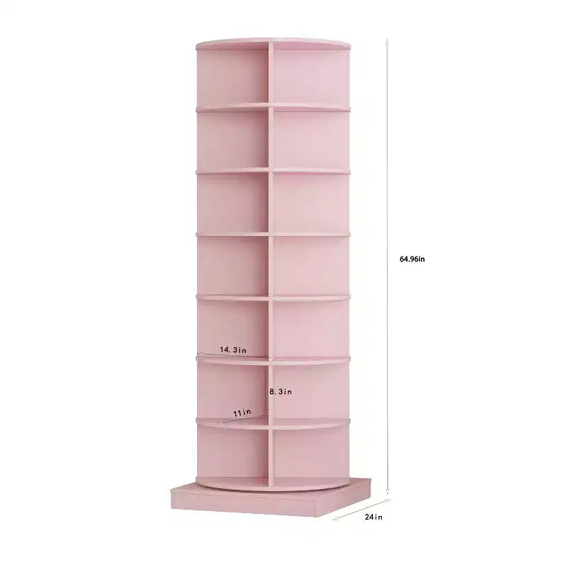 Bellemave Rotating shoe rack,rotating shoe rack tower 360, Holds over 28 pairs of shoes,Pink – Image 2