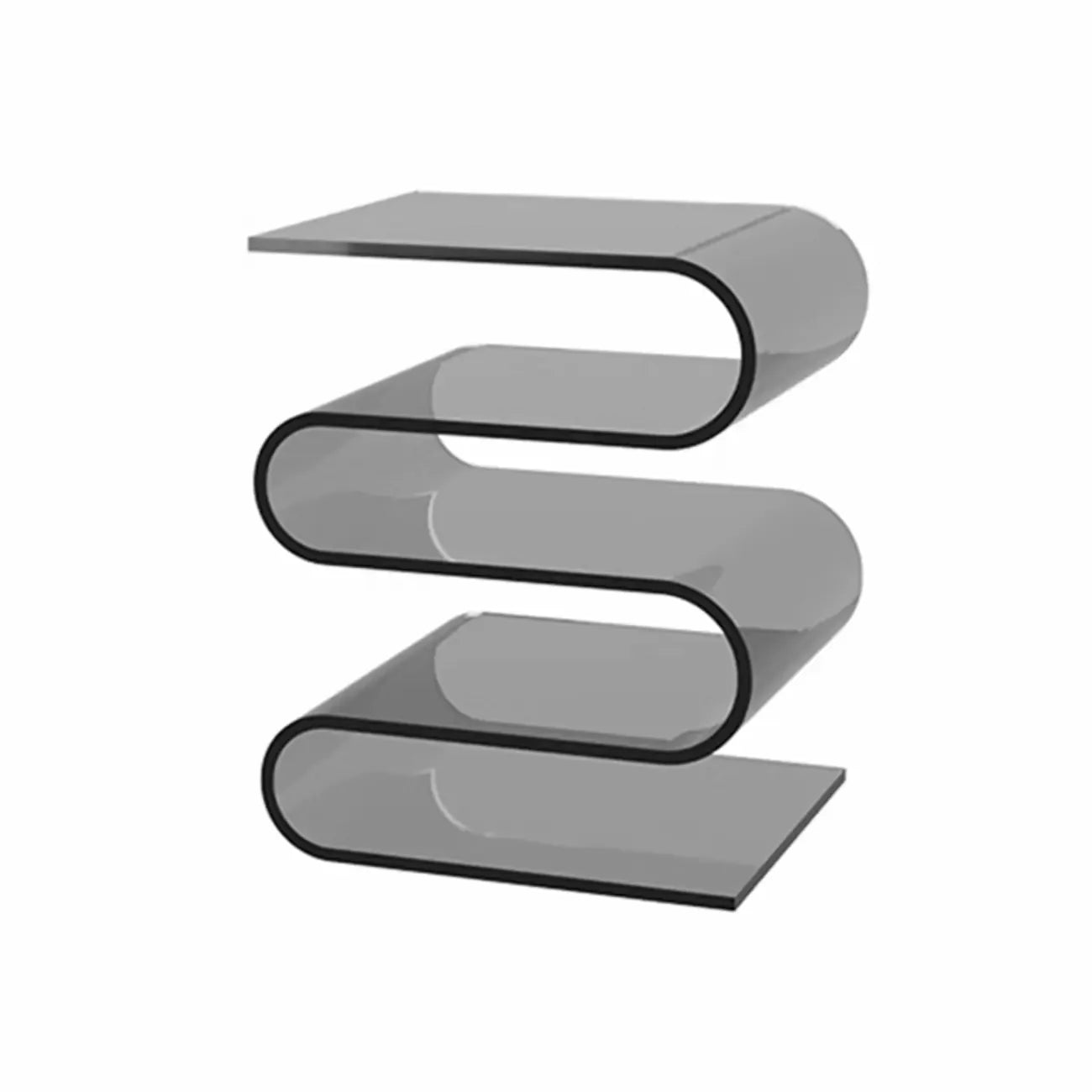 Contemporary Acrylic S-Shaped Side Table with Storage – Image 2