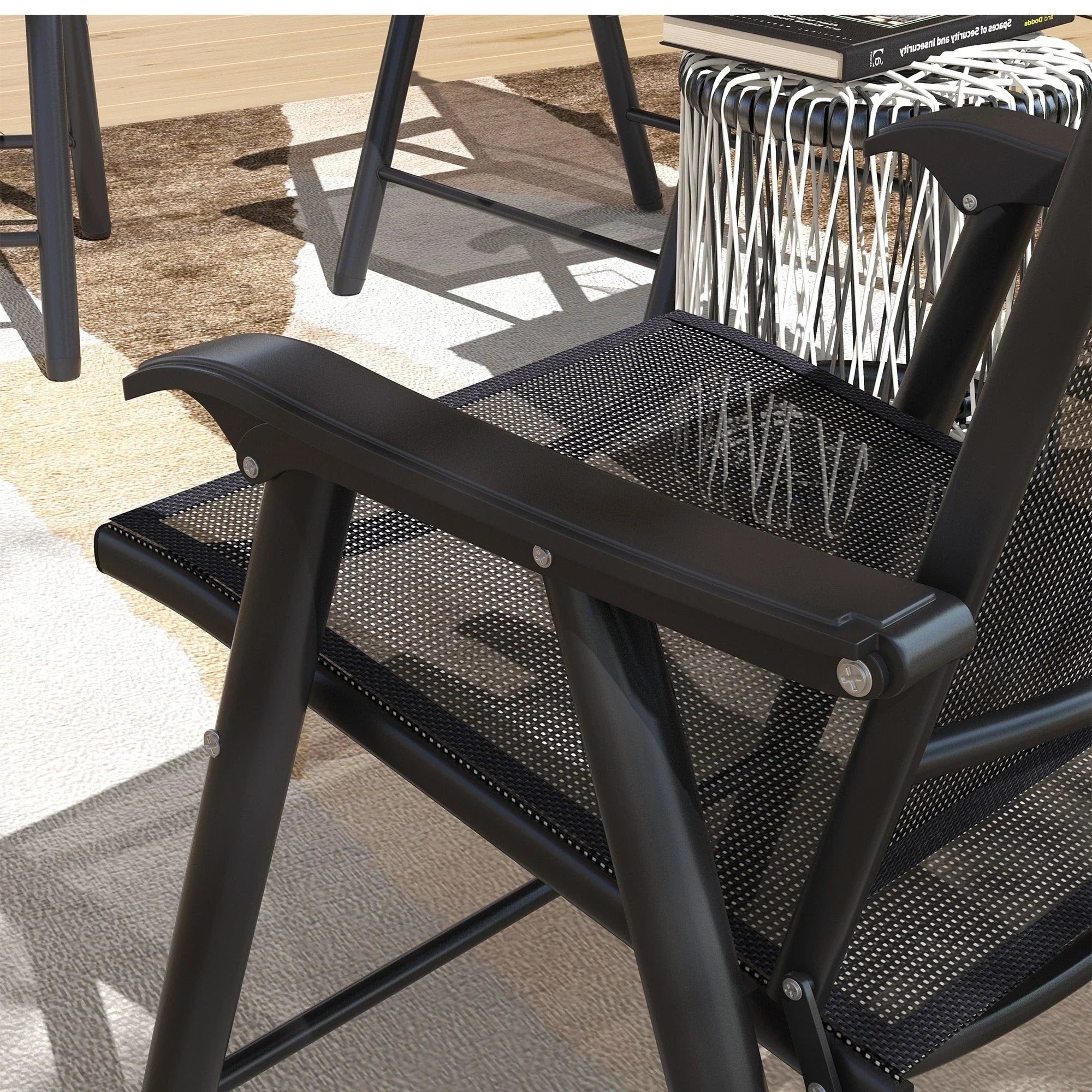Outsunny 4-piece Folding Patio Chair Set with a Simple & Chic Design, Comfortable for the Deck, Garden, Yard & Travel – Image 19