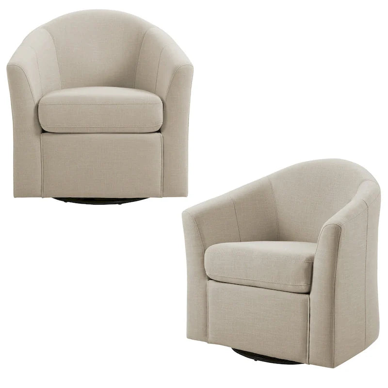 Set of 2 Modern Upholstered Swivel Barrel Chair Living Room Accent Chair – Image 18
