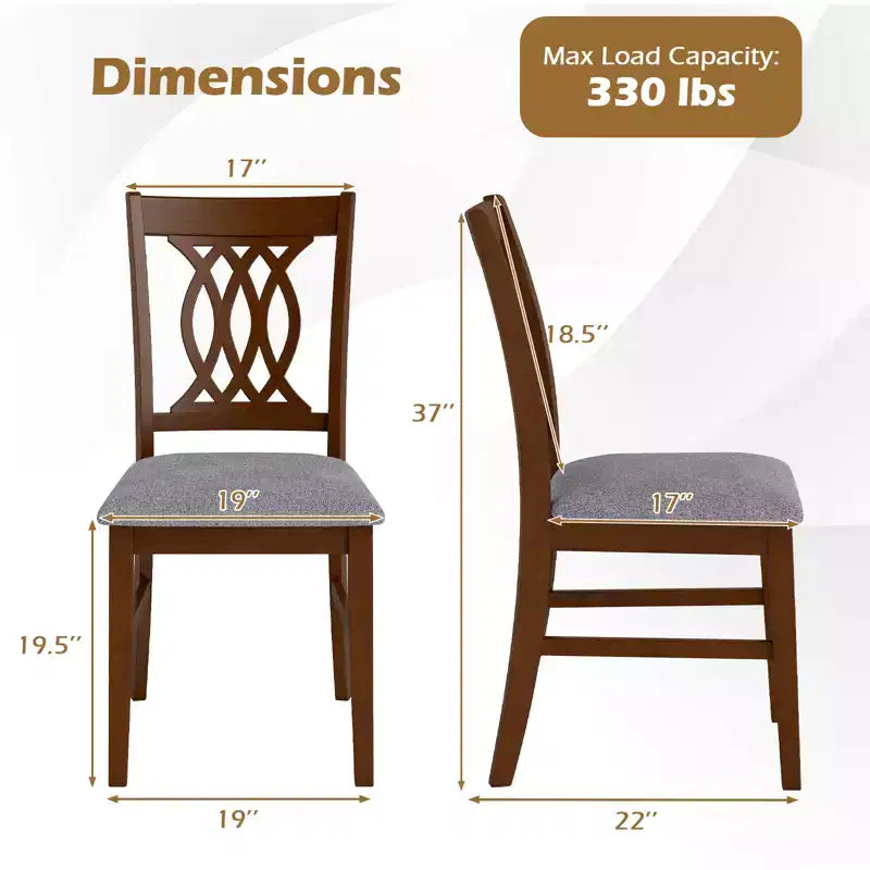 Costway Dining Chairs Set of 4 w/Padded Seat Hollowed Backrest & Rubber Wood Frame – Image 6