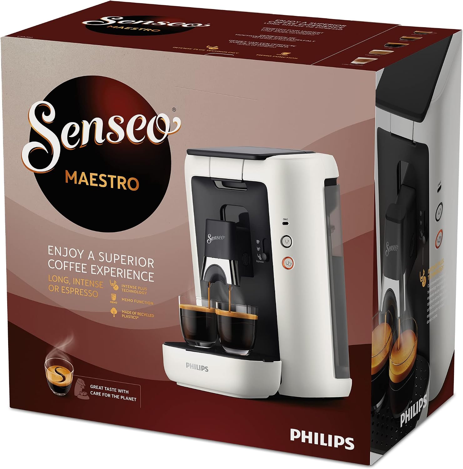 Philips Domestic Appliances CSA260/11 Senseo Maestro Machine À Café Dosettes Avec Réservoir D'Eau De 1,2 Litre, Sélection L'Intensité Du Et Fonction Mémo, Produit Vert, Couleur : Blanc – Image 5