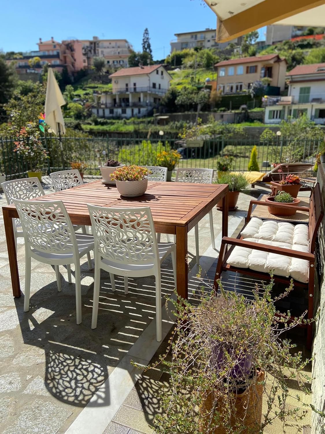 SIEDITI FUORI E DENTRO Chaises en résine avec Fibre de Verre empilables pour intérieur/Cuisine/Salle à Manger et extérieur/Jardin Anna (4 Chaises, Blanc) – Image 8