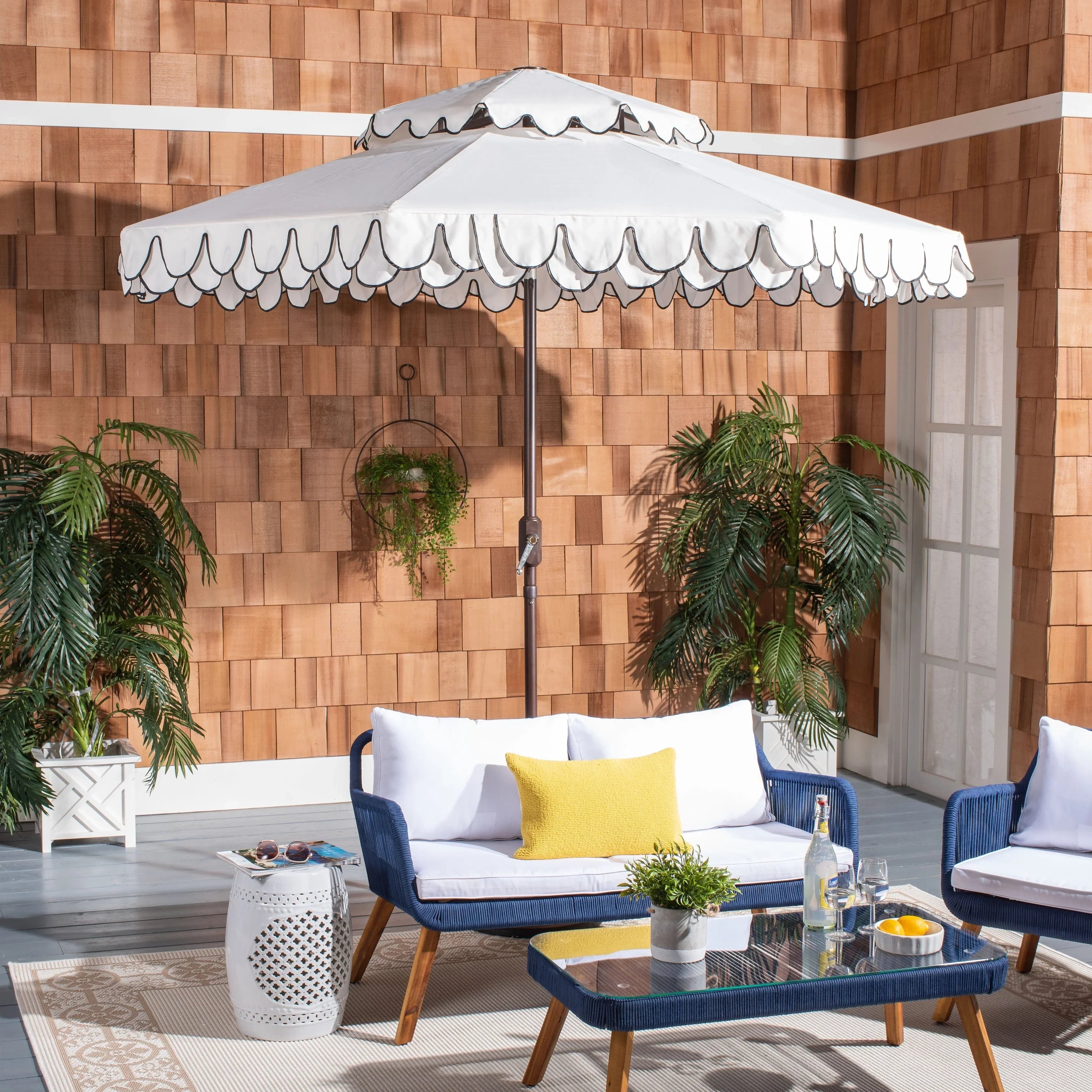 SAFAVIEH Outdoor Kjerstin Valance 9Ft Double Top Umbrella – Image 18