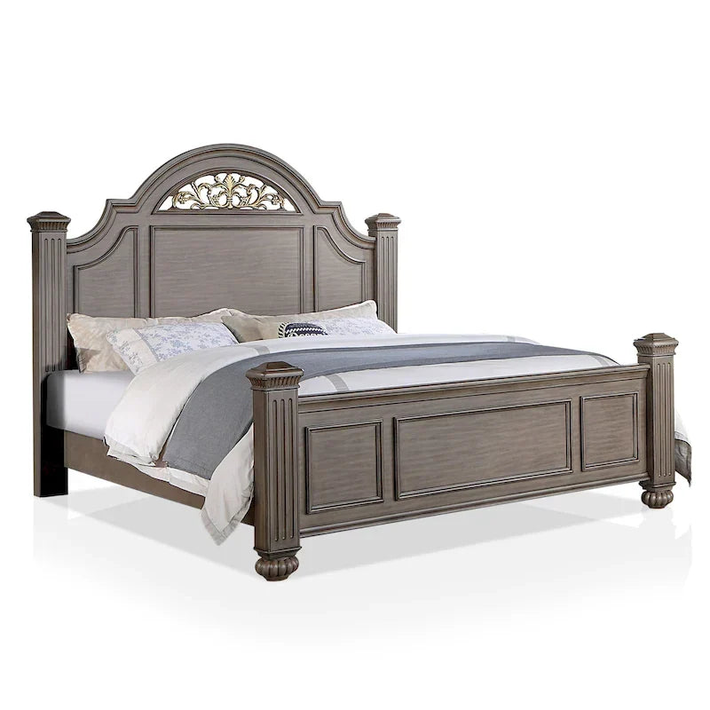 5-Piece Traditional Poster Bedroom Set, Grey Wood Finish, Classic Style – Image 4