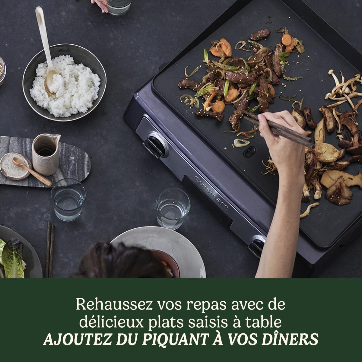 Cuisinart Plancha Entertaining Gril - Grande Plancha Electrique, Plaque de Cuisson Teppanyaki pour la maison - Plaque amovible non adhérente, Deux zones de température allant jusqu'à 260C – Image 6