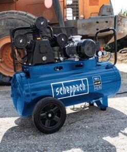 Alternative view of Scheppach Compresseur à air HC550TC – 400 V – 3000 W / 3 PS – Tri-cylindres – Cuve 100 L – 10 bar – Entraînement par courroie – Puissance d'aspiration 550 L/min – Transport facile