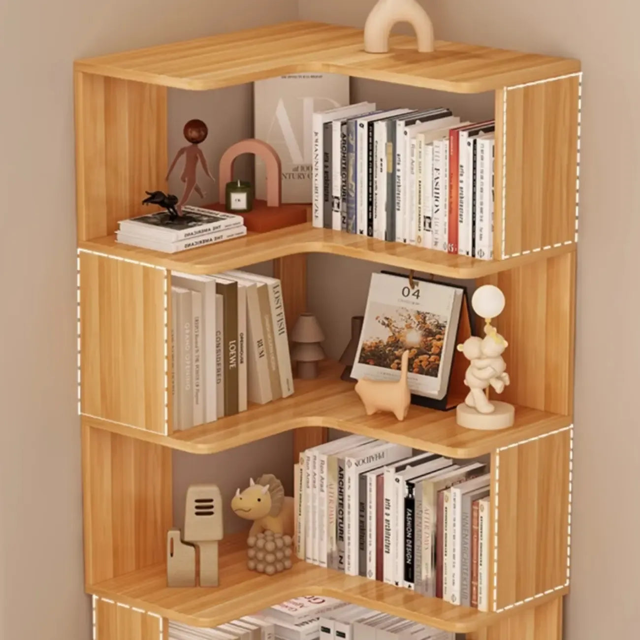 Manufactured Wood Corner Bookshelf with 6 Shelves – Image 25