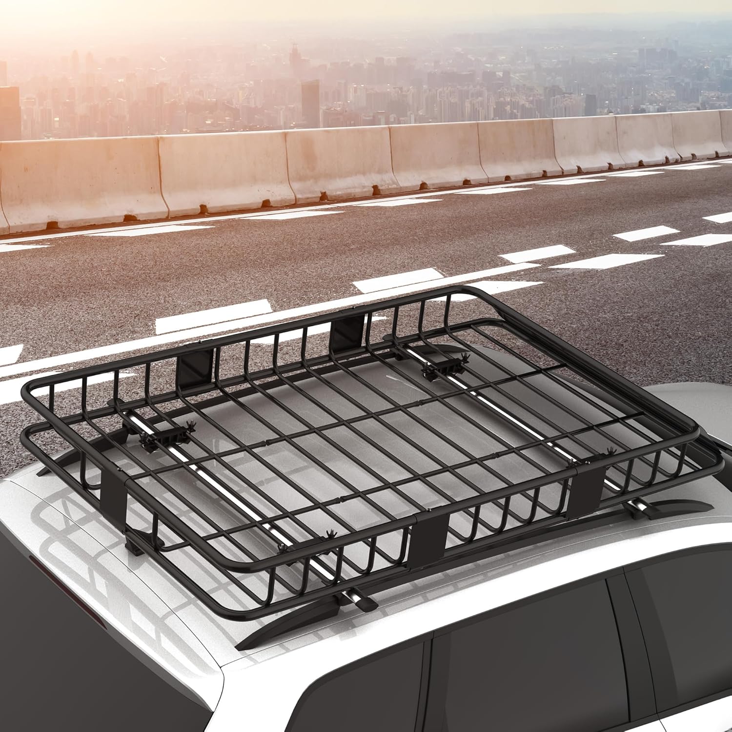 HOMCOM Porte-Bagage pour Voiture Galerie de Toit pour Voiture en métal réglable en Longueur de 109 à 162L cm Charge Max 100kg – Image 9